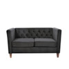 Button Tufted Loveseat, 2 Seater With Square Arm Couch For Living Room