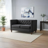 Button Tufted Loveseat, 2 Seater With Square Arm Couch For Living Room