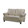 Loveseat Sofa With Nailhead Detail & Turned Legs, 2 Seater Upholstered Couch