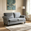 Loveseat Sofa With Nailhead Detail & Turned Legs, 2 Seater Upholstered Couch