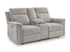 Barnsana - Dbl Power Reclining Loveseat with Console - Ash