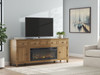 Sharlance - 81" TV Stand With Electric Infrared Fireplace Insert - Light Brown
