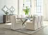 Krystanza - 9 Pc. - Dining Room Table, 8 Oatmeal Side Chairs - Weathered Gray