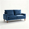 Upholstered Loveseat Sofa, 2 Seater Couch For Living Room Apartment - Dark Blue
