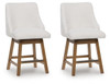 Cabalynn - Upholstered Swivel Barstool (Set of 2) - Oatmeal / Light Brown