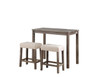 Lux - 3 Piece Counter Height Pub Table With Tufted Stools (Set of 3) - Brown And Creamy White