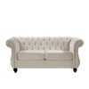 Chesterfield Button Tufted Loveseat With Rolled Arms - Ivory