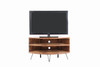 Fan Shape Reclaimed Wood Corner Media Table For Living Room Wise Use Your Space - Natural