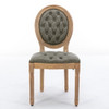 French Style Solid Wood Frame Antique Painting, Hand-Pulled Buckle Decoration Artificial Dining Chair With Nailhead Trim, Wood Legs