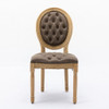 French Style Solid Wood Frame Antique Painting, Hand-Pulled Buckle Decoration Artificial Dining Chair With Nailhead Trim, Wood Legs