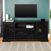 Transitional Classic 70" TV Stand For 80" TVs With 4 Glass Doors