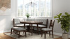 Backless Upholstered Dining Bench Mid Century Seating - Beige