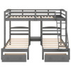 Full Over Twin & Twin Bunk Bed, Triple Bunk Bed With Drawers - Gray