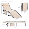 Outsunny - Padded Folding Chaise Lounge Chair, Outdoor 6-Level Reclining Camping Tanning Chair With Headrest For Beach, Yard, Patio, Pool - Beige