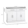 Homcom - Rolling Kitchen Island With Storage, Portable Kitchen Cart With Stainless Steel Top, 2 Drawers, Spice, Knife And Towel Rack And Cabinets