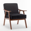 Mid Century Modern Accent Chair With Solid Wood Frame And Extra Thick Backrest