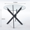 Dining Table With Cross Metal Leg And Tempered Glass, Modern Space Saving Kitchen Table For Living Room