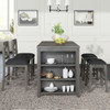 5 Pieces Counter Height Rustic Farmhouse Dining Room Wooden Bar Table Set With 2 Stools And 2 Chairs