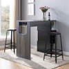 Home Bar Table With Wine Glass Compartment And Three Shelves - Gray