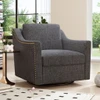 360 Degree Swivel Armchair, Skin Friendly Fabric, Ergonomic Design, Brass Nail Decorative Armchair