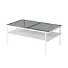 Rectangle Coffee Table With Tempered Glass Top And Legs, Modern Table For Living Room