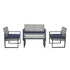 4 Piece Patio Furniture Set With Acacia Wood Table Top And Cushions