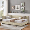 Upholstered Storage Tufted Bed Frame With Backrest And Armrests