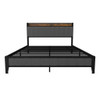 Bed With Charging Station, American Design Upholstered Headboard, Metal Platform