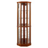 6 Shelf Lighted Corner Curio Cabinet With Adjustable Tempered Glass Shelves And Mirror Back (E26 Light Bulb Not Included)