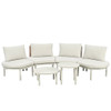 6 Piece Patio Set, Half Moon Outdoor Sectional Sofa With 2 High Low Coffee Tables, 4 Pillows & Cushions