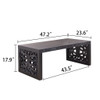 Rustic Carved Wood Coffee Table, Handcrafted Look With Ornate Side Panels