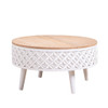 Round Coffee Table With Storage - White / Light Oak