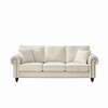 3 Seater Sofa With Tufted Upholstery, Rolled Arms, Nailhead Trim