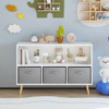 Bookcase With Collapsible Drawers, Book Display Organizer
