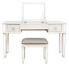 Mirrored Vanity Desk With Drawers And Stool, Flip Up Dressing Table Set For Makeup Room