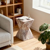 Round Outdoor Geometric End Table - Marble