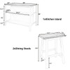 Rustic 3 Piece Stationary Kitchen Island Set With 2 Seatings, With 2 Open Shelves