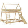 Georgiana - Twin Over Queen House Bunk Bed With Climbing Nets And Climbing Ramp