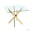 Dining Table With Cross Metal Leg And Tempered Glass, Modern Space Saving Kitchen Table For Living Room Legs, Square Table