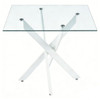Dining Table With Cross Metal Leg And Tempered Glass, Modern Space Saving Kitchen Table For Living Room Legs, Square Table