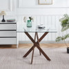 Dining Table With Cross Metal Leg And Tempered Glass, Modern Space Saving Kitchen Table For Living Room Legs, Square Table