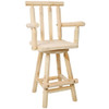 Rustic Bar Stool, Fir Wood Construction, Wide Armrest