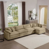 Oversized Modular Cushion Sofa With Ottoman, Low Back, Deep Seating Sofa Set