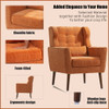 Modern Accent Chair, Arm Chairs For Living Room, Upholstered Mordern Armchair, Comfy Soft Padded Lounge Chair In Small Space, Bedroom, With Pillow, Solid Wood Leg
