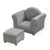 Kids Recliner Chair, Kids Upholstered Couch With Ottoman - Dark Gray