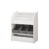 Bookshelf With Storage Bins And Drawer, Multi Functional Book Organizer For Toddlers - White