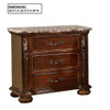 3 Drawer Nightstand, Bedside Table Hand Carved Storage For Bedroom - Cherry