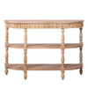 Handcrafted Console Table With Hand Woven Trim, 3 Tier Storage Shelves - Natural