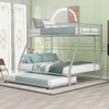 Bunk Bed With Steel Frame And Trundle, 2 Side Ladders
