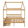 House Style Platform Bed With Headboard, Footboard, 2 Drawers, And Roof Design